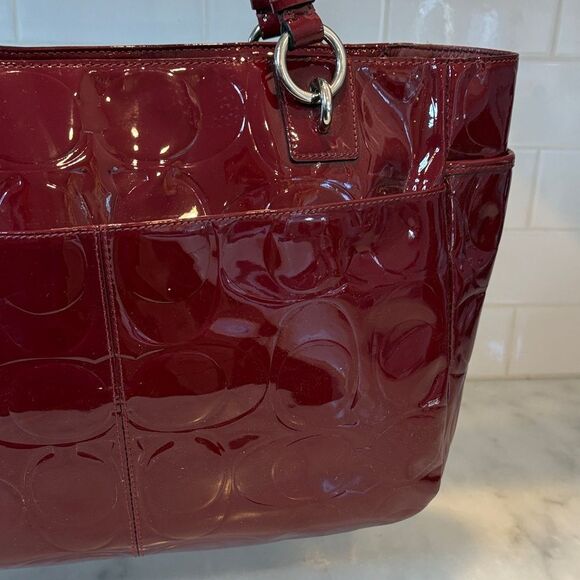 Coach Bag Purse Handbag Pocketbook EW Gallery Embossed High Gloss Patent Leather - Picture 6 of 16